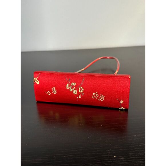NWD Vintage-Inspired Asian Red Floral Embroidered Mini Handbag Evening Purse - Picture 4 of 10